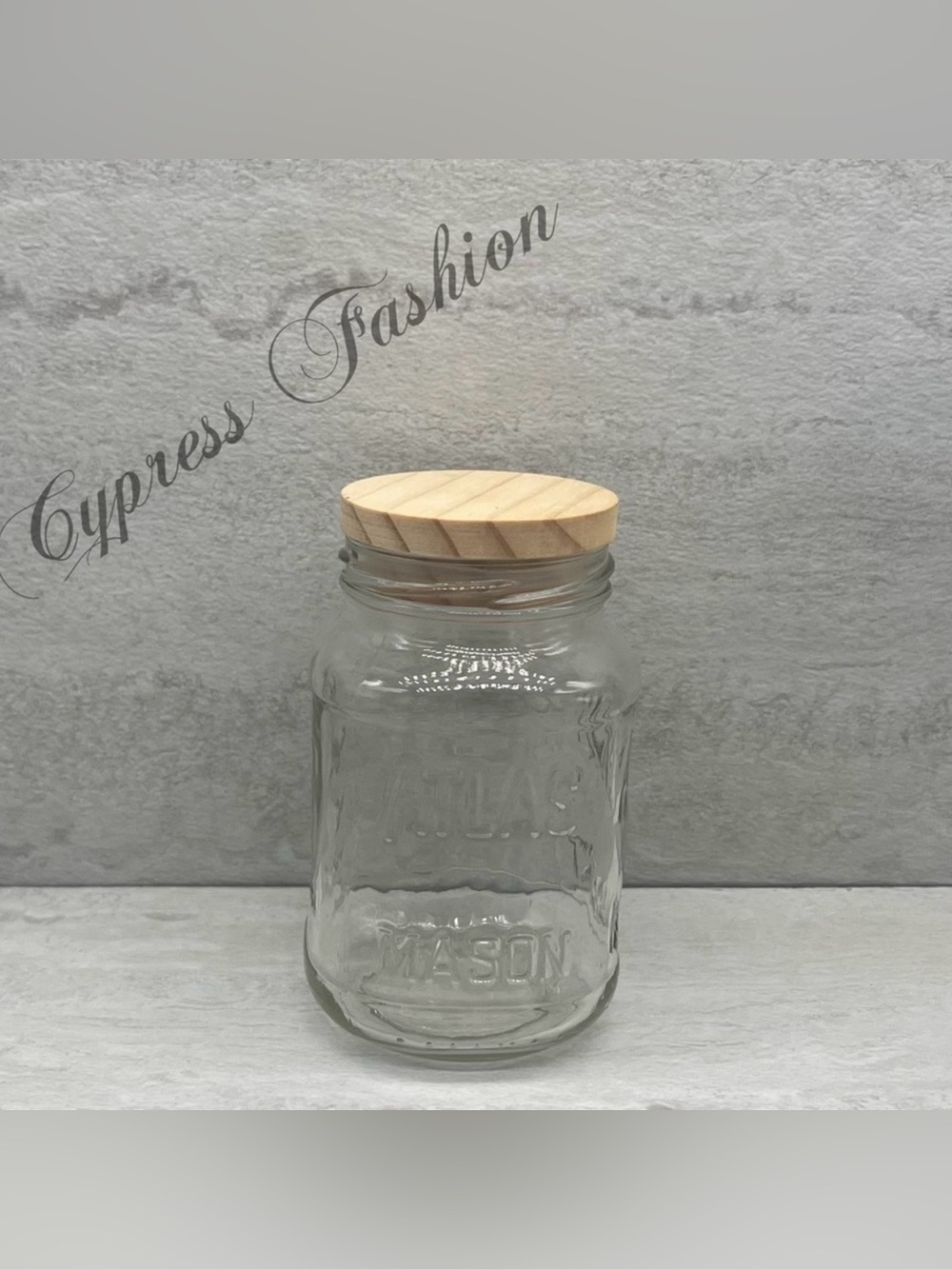 💫 Atlas 14 oz Glass Mason Jar with Wooden Lid
